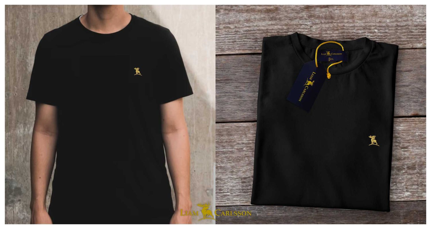 T-shirt czarny z haftem