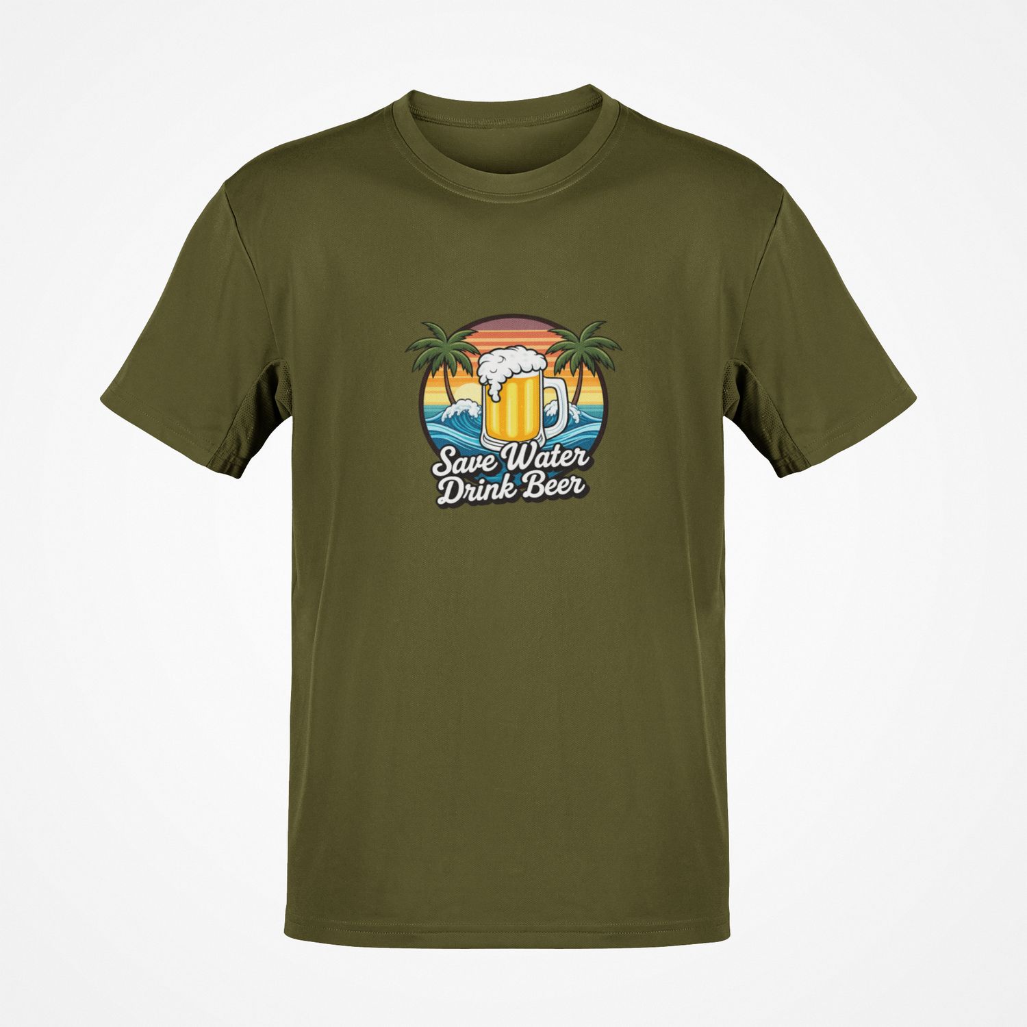 T-shirt Save water drink beer khaki