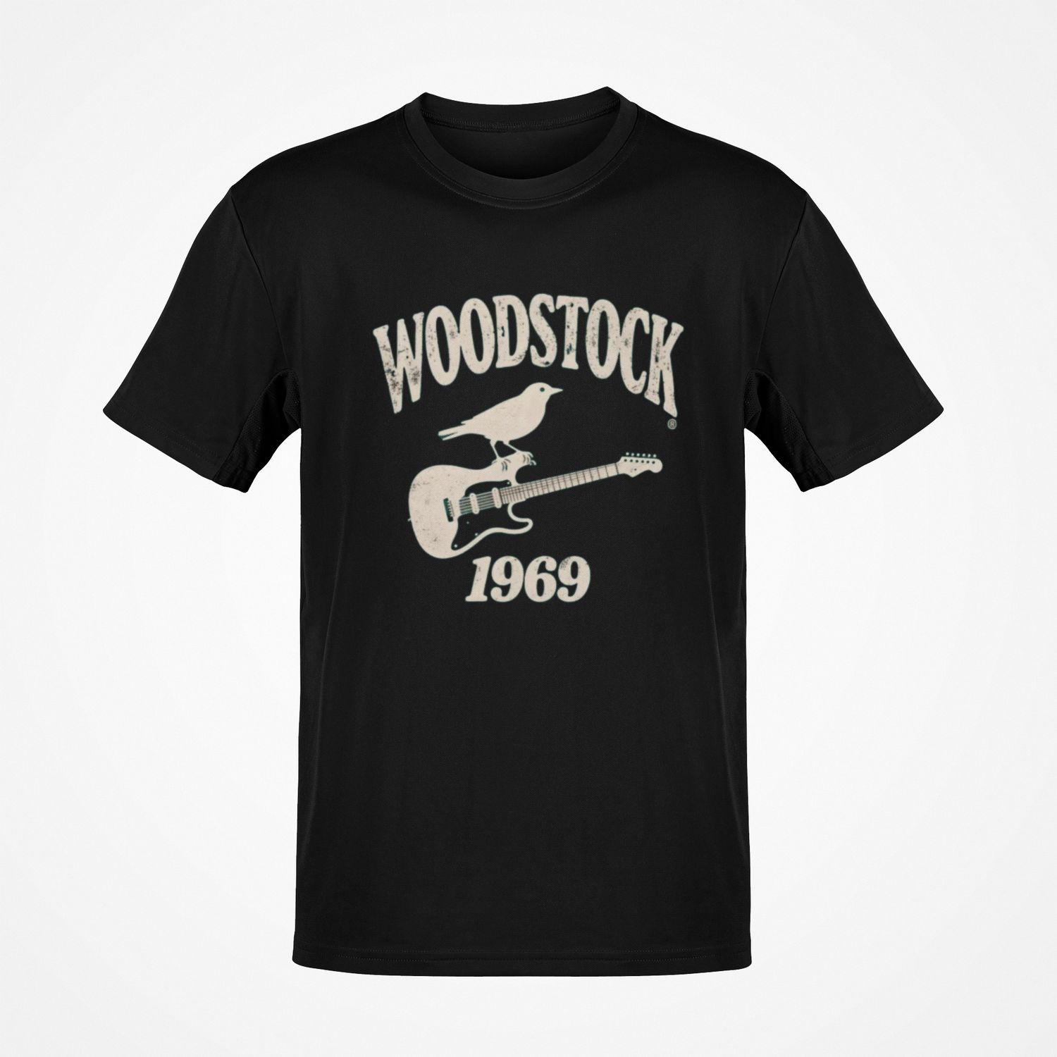 Duża koszulka męska Woodstock czarna big&amp;tall