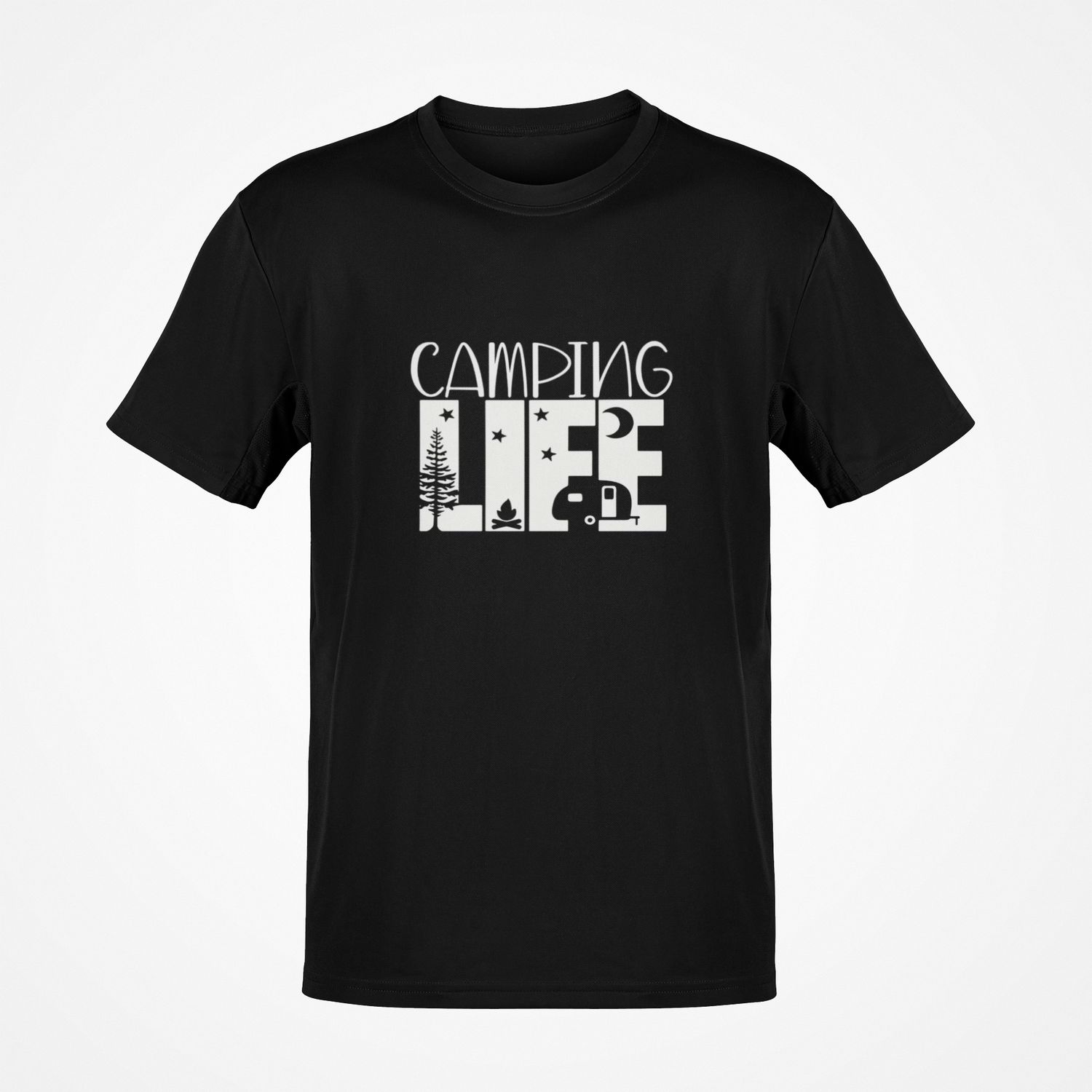 Duża koszulka męska  Camping Life czarna big&amp;tall