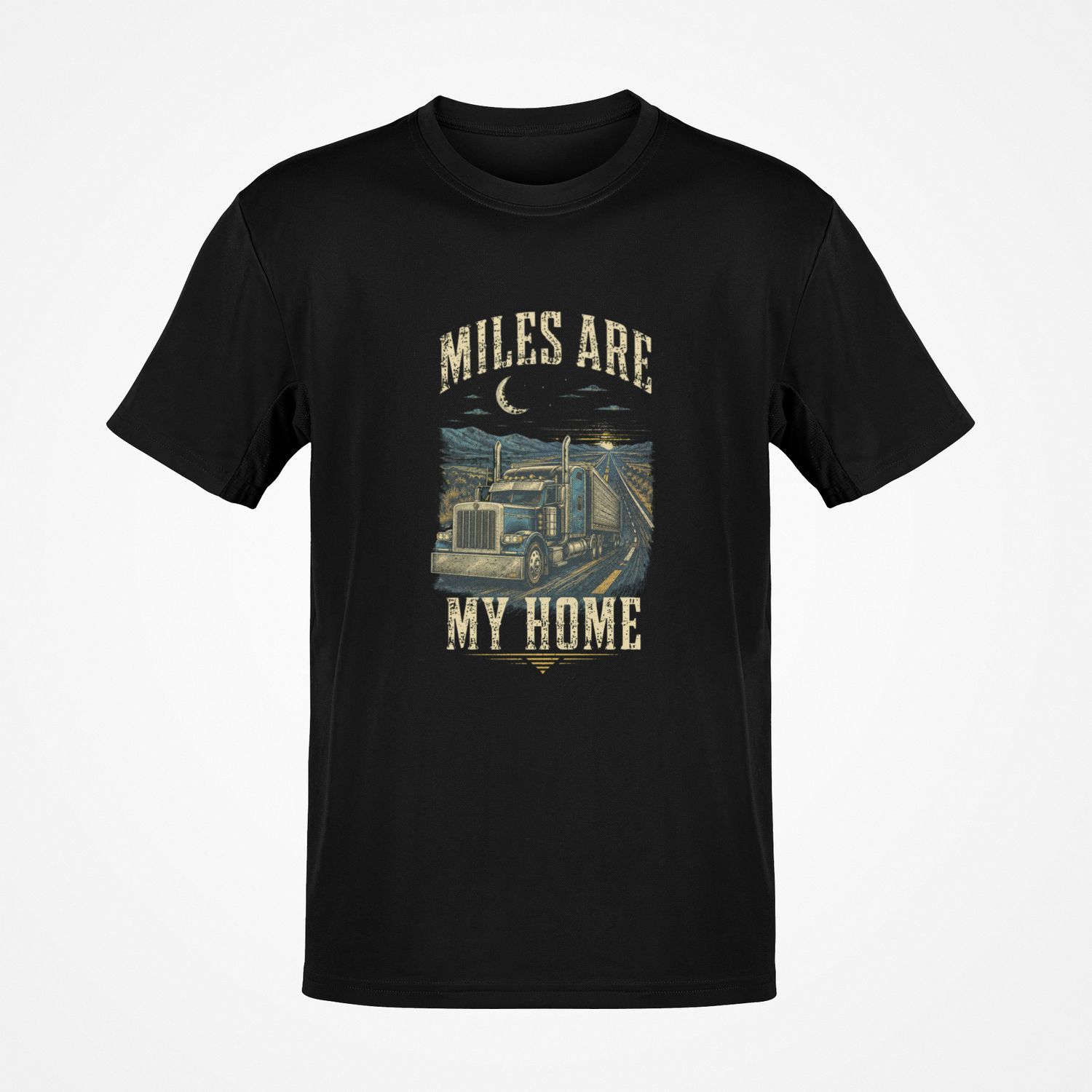 Duża koszulka męska Miles are my home czarna big&amp;tall