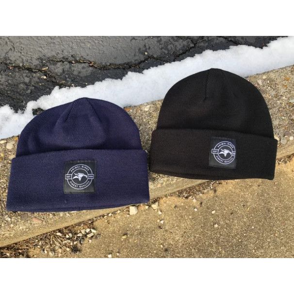 Animal Posted Beanie Navy Blue