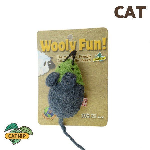 One Pet Planet Wooly Fun Stitched Mouse Toy