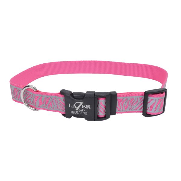 Lazer Brite Reflective Adj Collar 1x18" - 26" PinkZebra