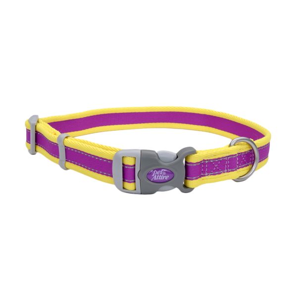 Pet AttirePro Adj Collar 1x14-20" Purple with Yellow