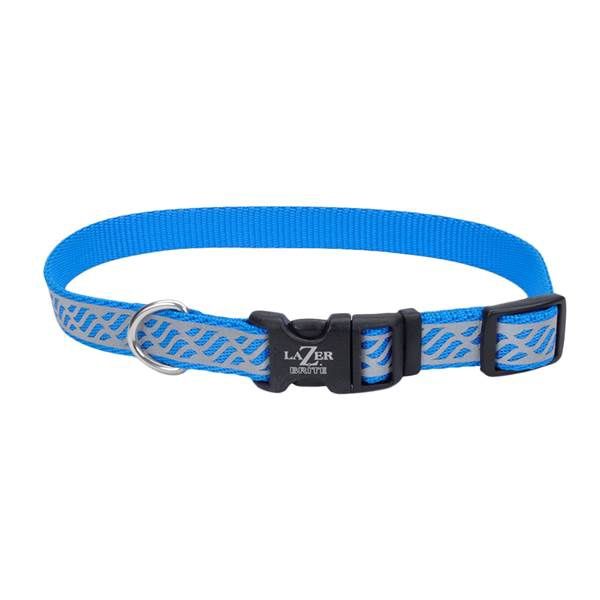 Lazer Brite Reflective Adj Collar 5/8x12" - 18" BlueWaves