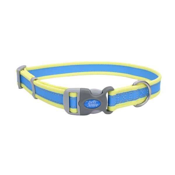 Pet AttirePro Adj Collar 1x18-26" Aqua Neon Yellow