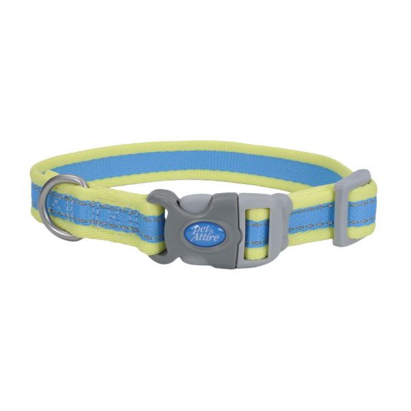 Pet AttirePro Adj Collar 3/4x12" Aqua Neon Yellow