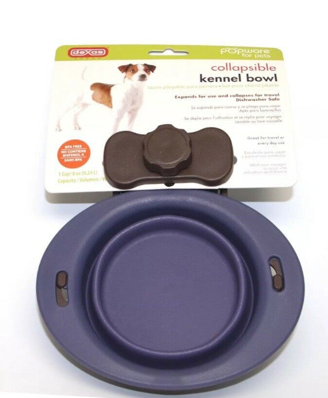 Dexas Popware for Pets Pivot Collapsible Kennel Cup, Small, Purple