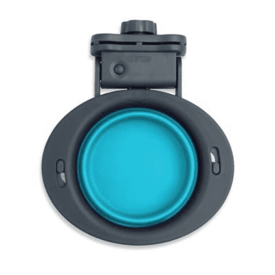 Dexas Popware for Pets Collapsible Round Kennel Bowl, Small, Gray/Blue