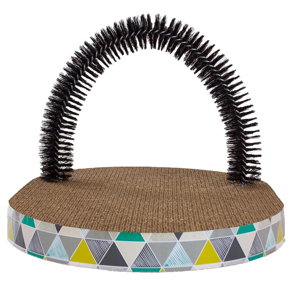 Scratch and Groom Catnip Blasted Cat Scratching Pad with Cat Grooming Brush by Petstages