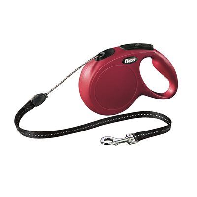 Flexi 26' New Classics Reflective Bite Belt Grey Cord Leash, Medium, Red