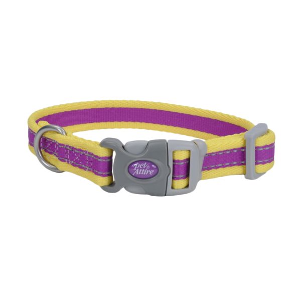 Pet AttirePro Adj Collar 3/4x8-12" Purple with Yellow