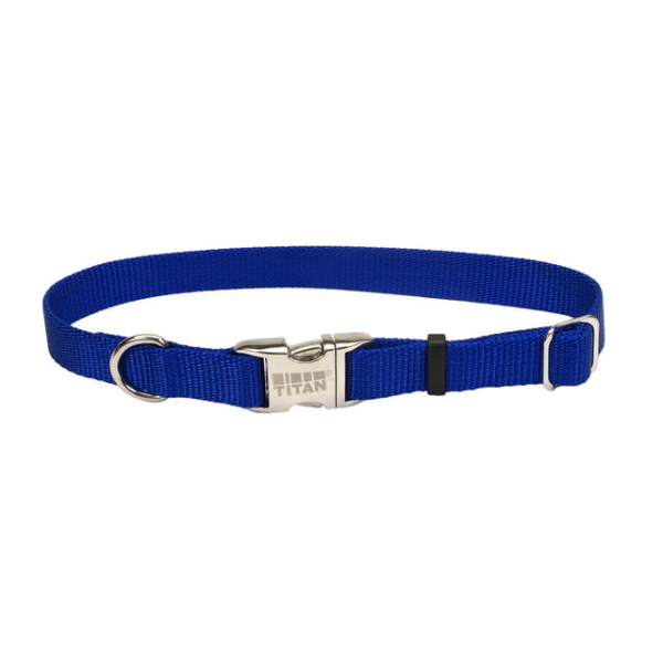 Titan Buckle Adj Nyl Collar 1" Blue 20"