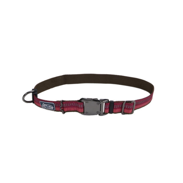 K9 Explorer Reflective Adj Collar 1" x 18" Berry