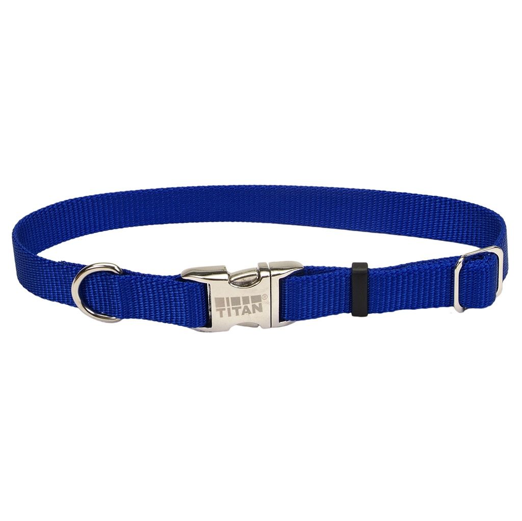 Titan Buckle Adj Nyl Collar 1" Blue 26"