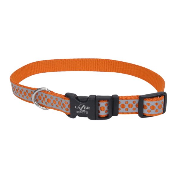 Lazer Brite Reflective Adj Collar 5/8x12" - 18" OrgAbRng