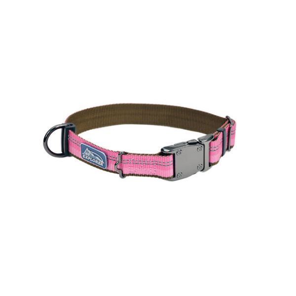 K9 Explorer Reflective Adj Collar 5/8"x14" Rosebud