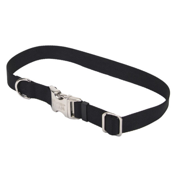 Titan Buckle Adj Nyl Collar 5/8" Black 14"