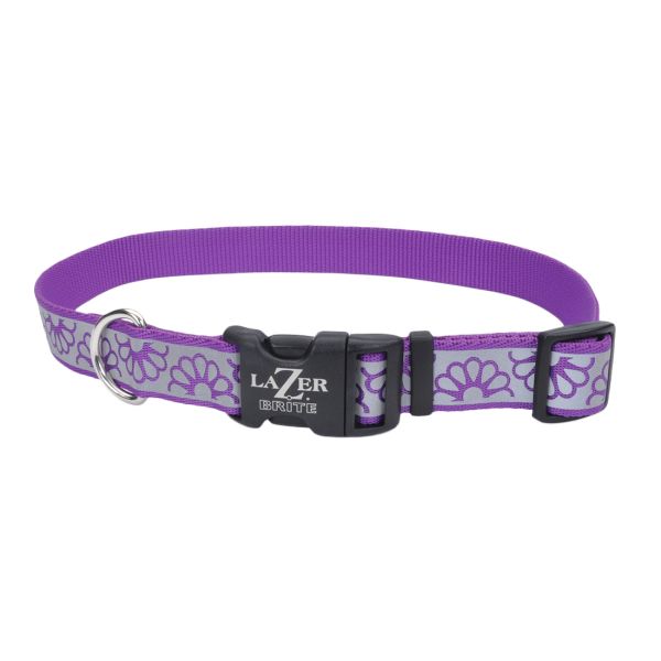 Lazer Brite Reflective Adj Collar 1x18" - 26" PurpleDaisy