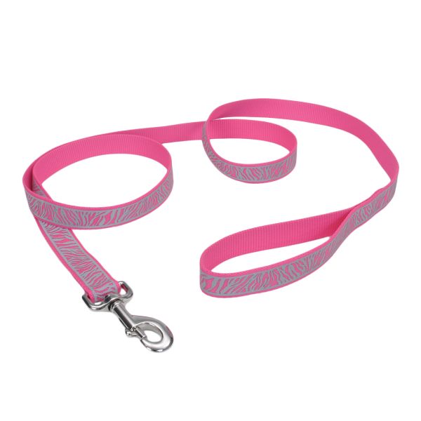Lazer Brite Reflective Leash 1 x 6' PnkZebra