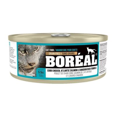Boreal Cobb Chicken, Canadian Duck &amp; Atlantic Salmon Grain-Free Canned Cat Food, 156g can