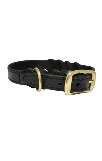 Angel Pet Supplies 40088 Braided Black Leather Dog Collar, 20″ x 1″