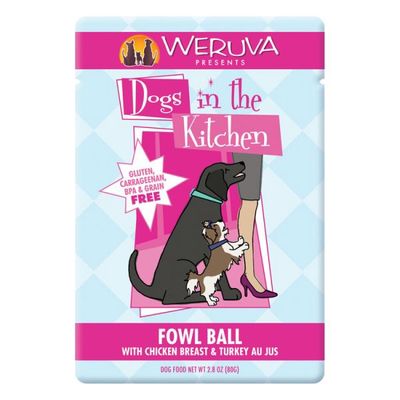 dogs in the kitchen fowl ball dog food 80g'