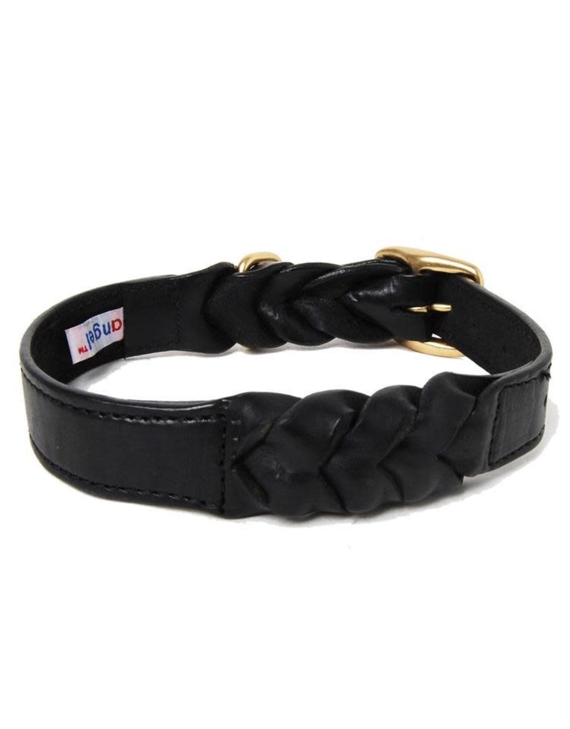 Angel Black Leather Collar 16X3/4''