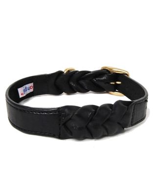 Angel Black Leather Collar 16X3/4''