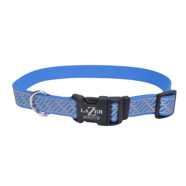 Lazer Brite Reflective Adj Collar 1x18" - 26" BlueWaves