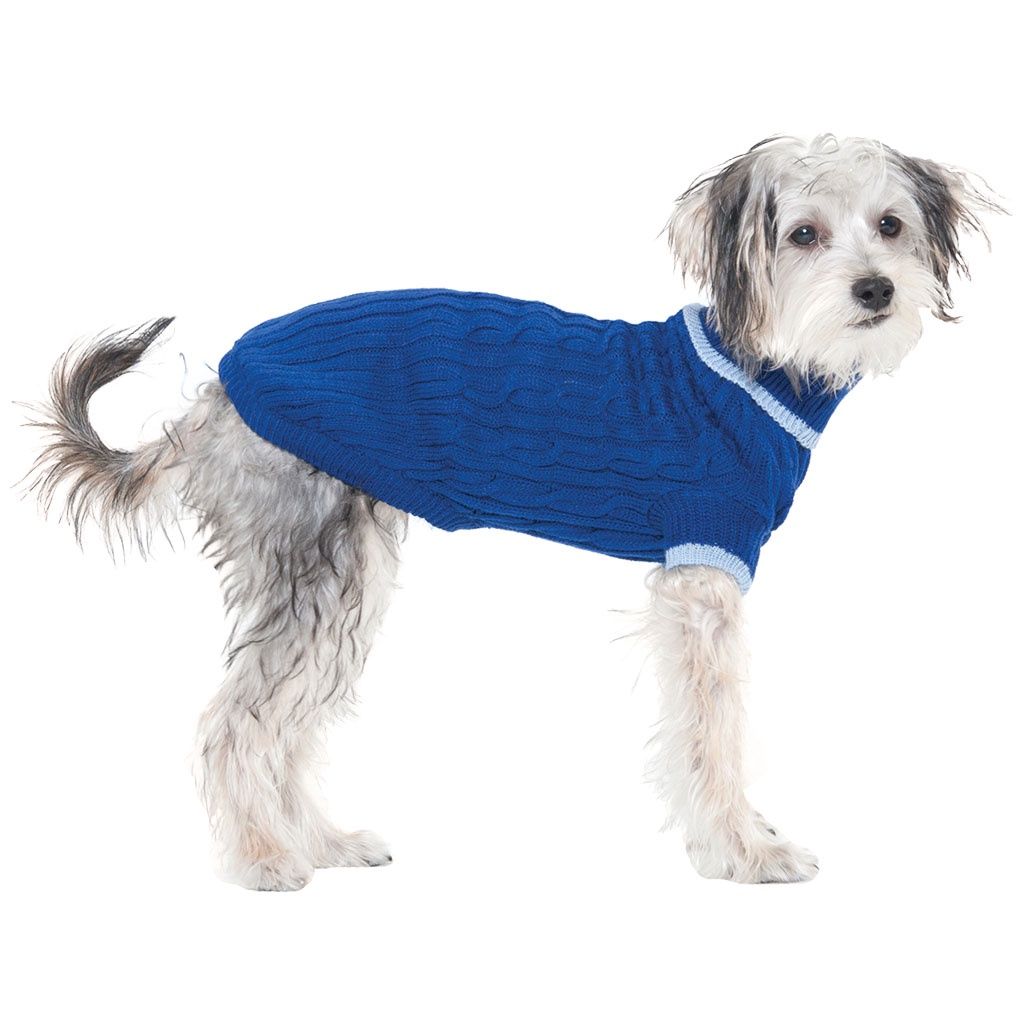 Fashion Pet - Classic Cable Sweater Blue Small