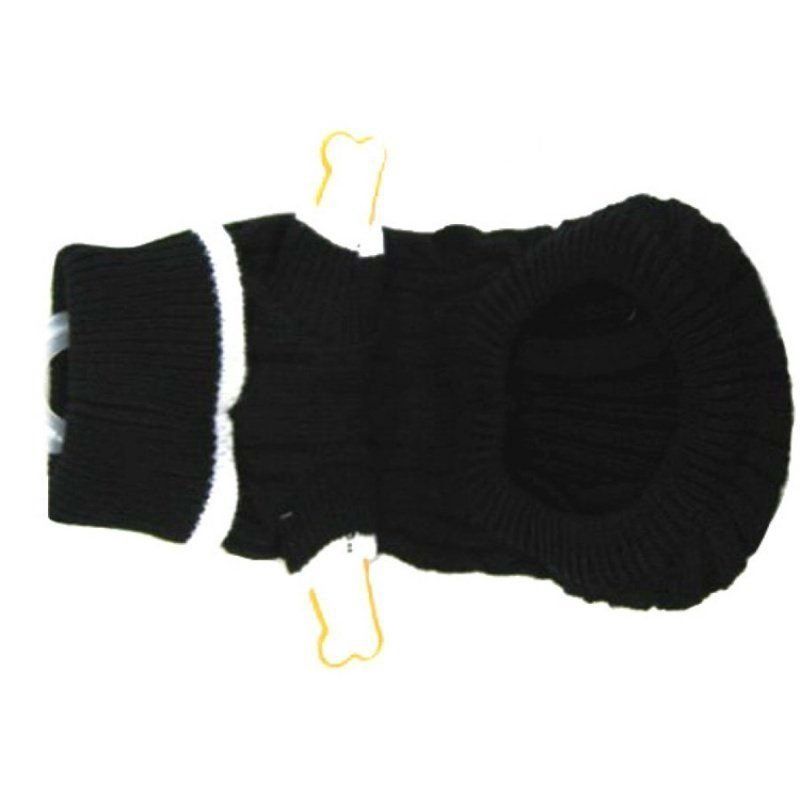Fashion Pet - Cable Knit Dog Sweater - Black - Medium (14"-19" From Neck Base to Tail)