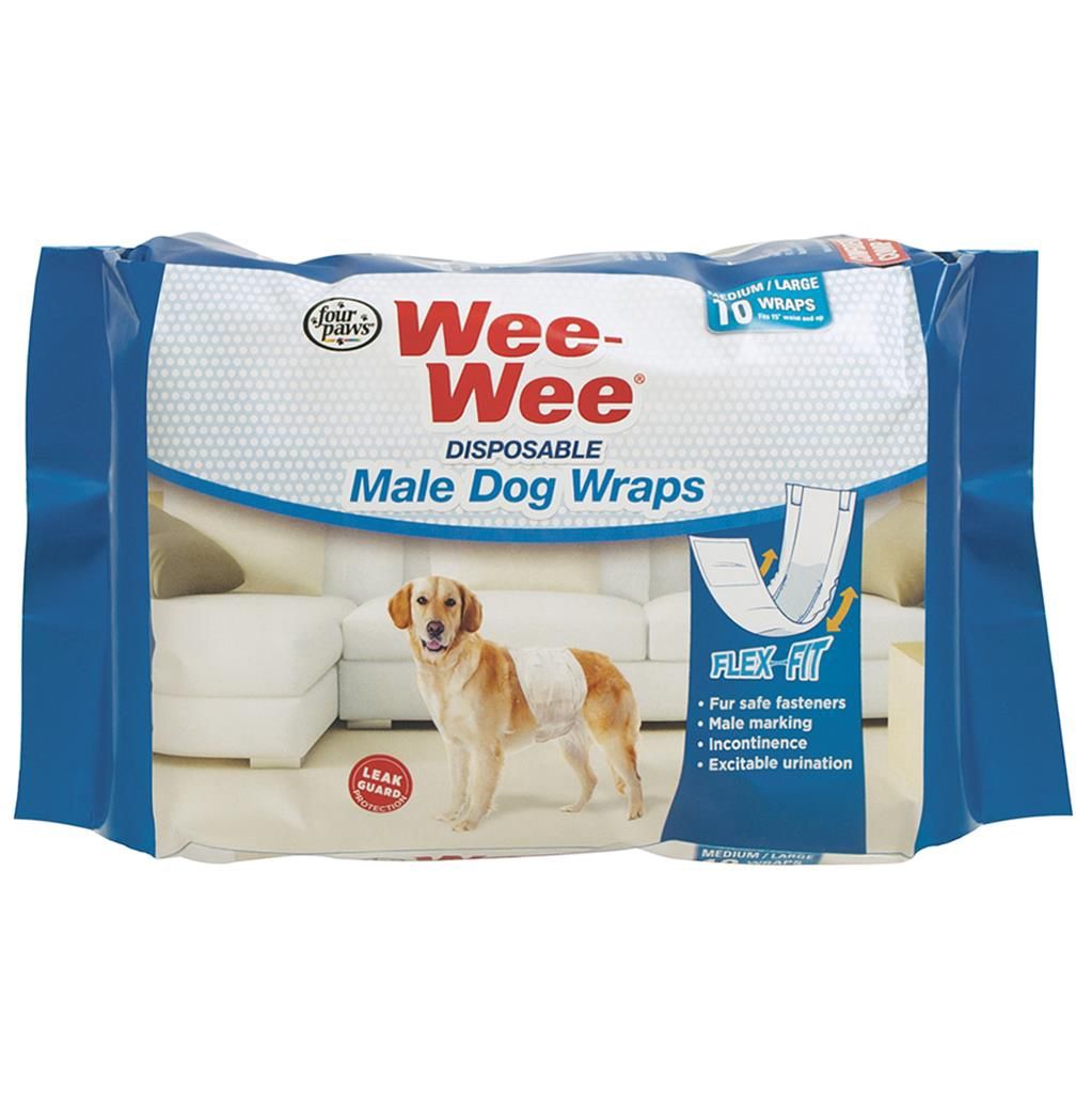Four Paws - Wee-Wee Disposable Male Wraps Mdm/Lrg