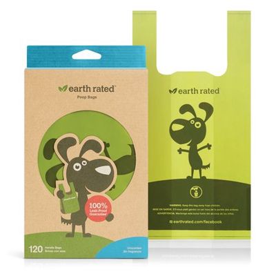 Earth Rated - Poop Bags - Unscented Easy-Tie Handle Bags / 120 Bags