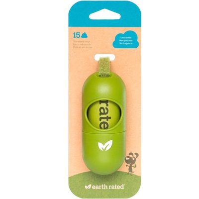 earth Rated - Poop Bags - Leash Dispender w/ 1 Roll Unscented / 15 Bags
