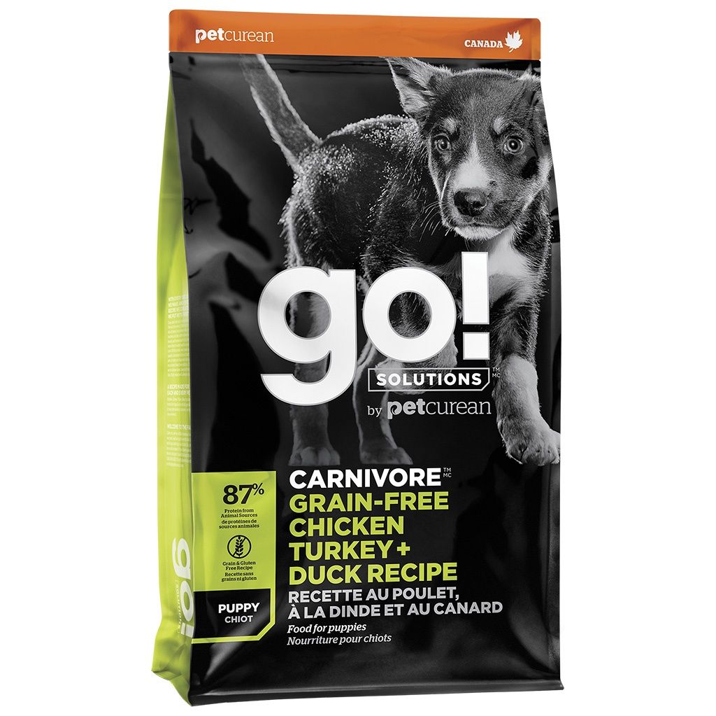 GO! - Solutions Carnivore Grain Free Chicken, Turkey + Duck Puppy Recipe Dry Dog Food - 3.5lbs