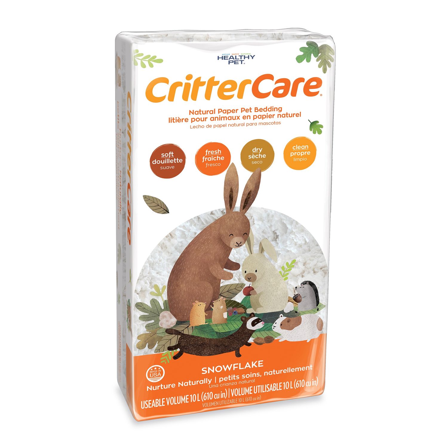 CritterCare Snowflake Natural Paper Small Pet Bedding - 10L