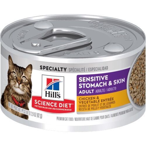 Hill's Science Diet Sensitive Stomach &amp; Skin Chicken &amp; Vegetable Entree Canned Cat Food, 2.9 Oz.