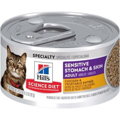 Hill's Science Diet Sensitive Stomach &amp; Skin Chicken &amp; Vegetable Entree Canned Cat Food, 2.9 Oz.