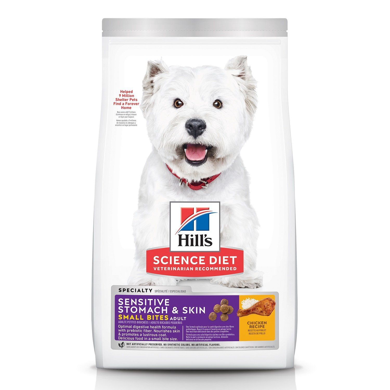 Hill's - Science Diet Adult Sensitive Stomach &amp; Skin Small Bites Chicken Recipe Dry Dog Food - 4lbs