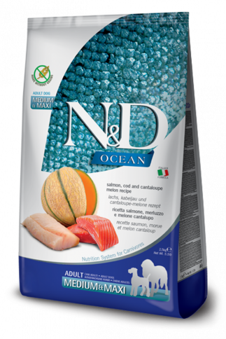 FARMINA-  Ocean Dog Salmon, COD Cantalou AD MED-MAXI -12kg