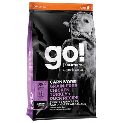 GO! - Solutions Carnivore Grain Free Chicken, Turkey + Duck Senior Dog Dry Dog Food - 3.5lbs