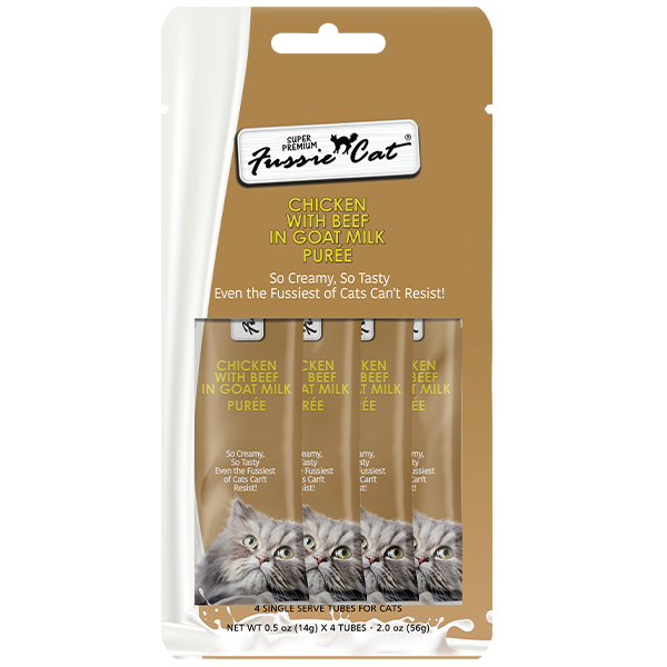 Fussie Cat - Chicken with Beef in Goat Milk Puree - 4 tubes