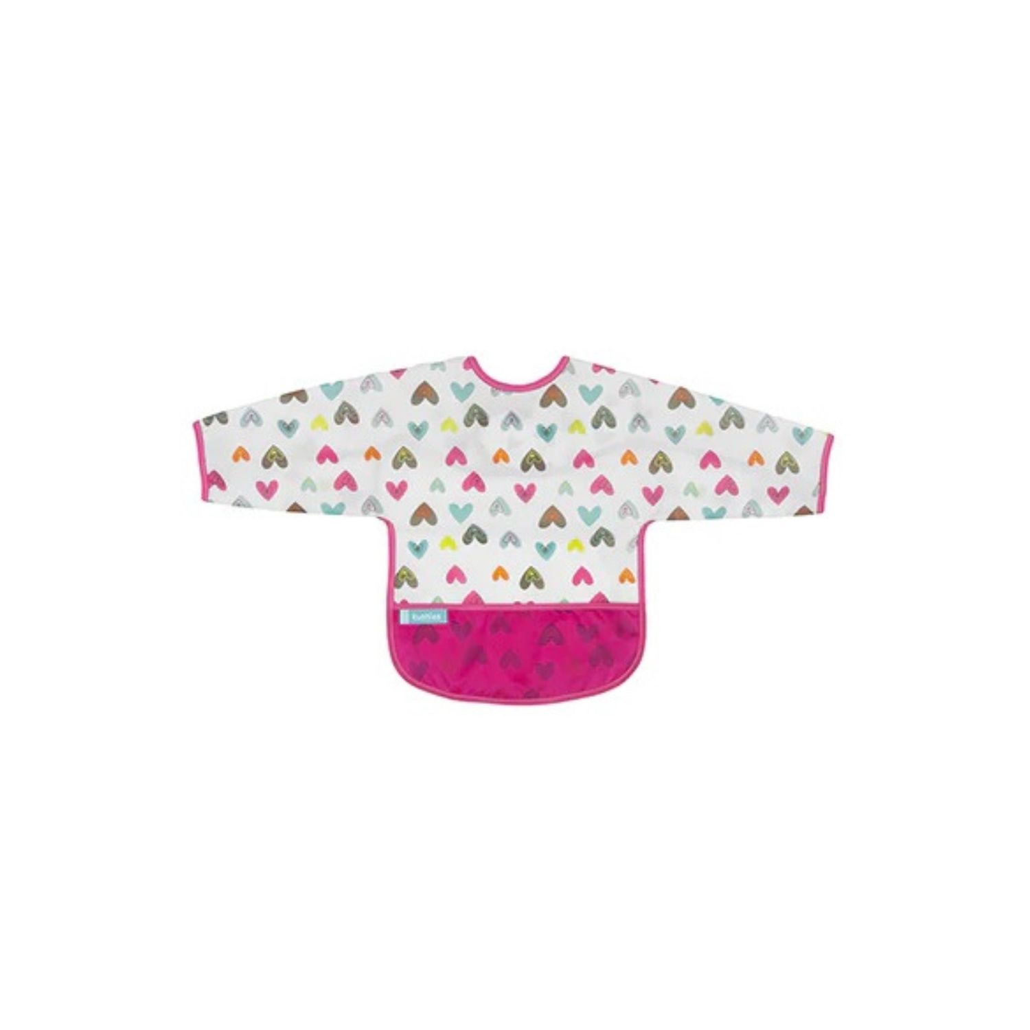 Kushies Clean Bib w/Sleeves White Doodle Hearts