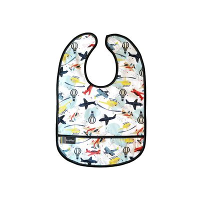 Kushies Clean Bib White Airplanes
