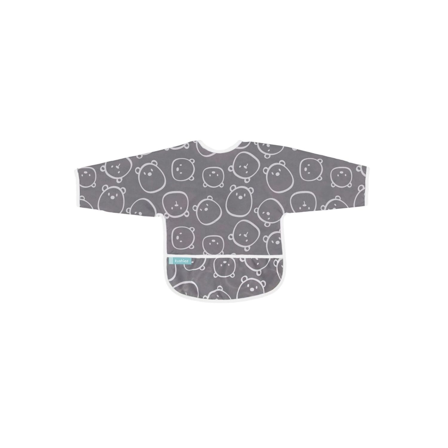 Kushies Clean Bib w/Sleeves Charcoal Bears