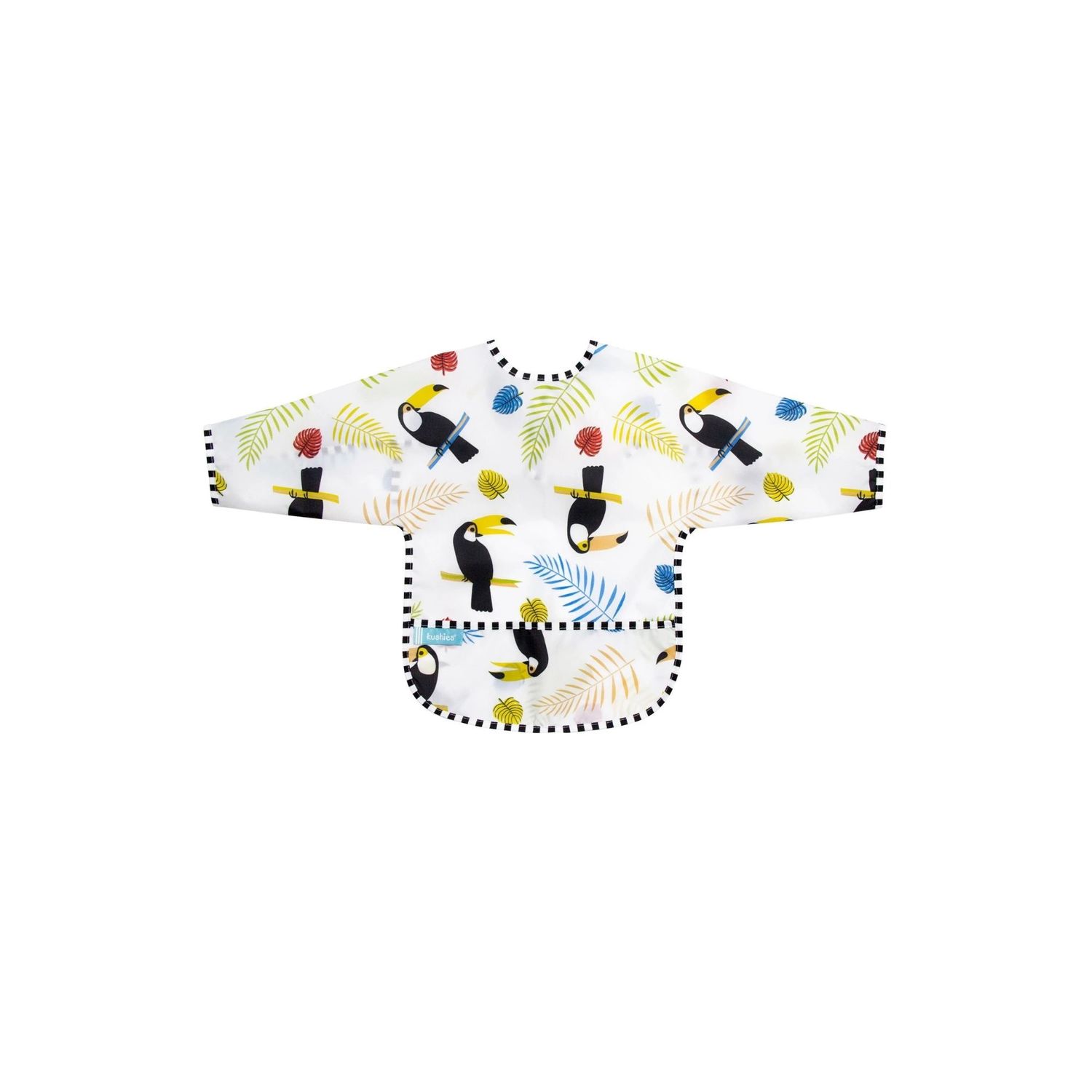 Kushies Clean Bib w/Sleeves White Toucan