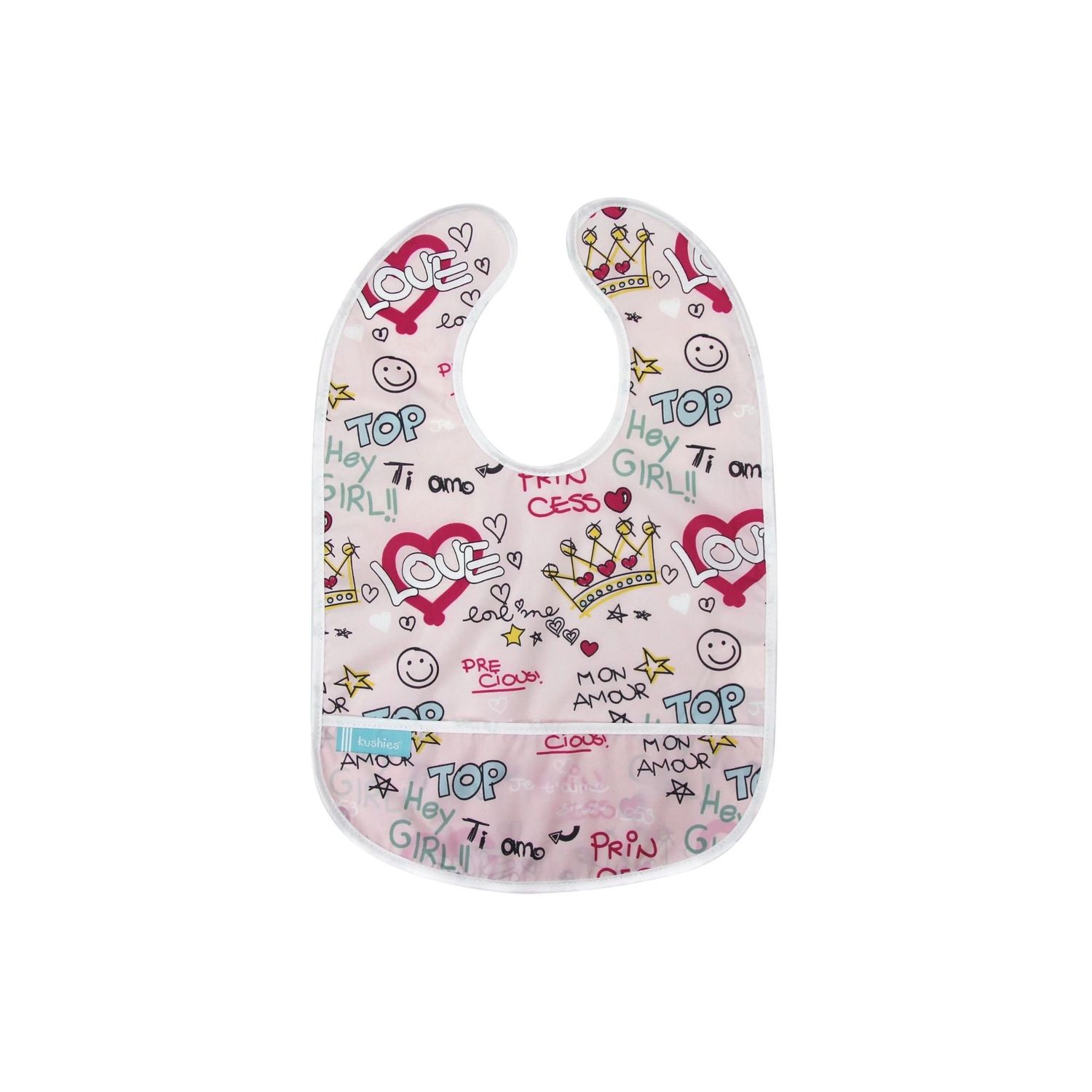 Kushies Clean Bib Love Graffiti Pink