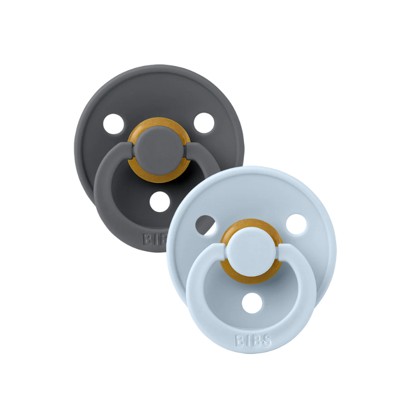 BIBS Pacifier OG Latex 2pk Baby Blue/Iron